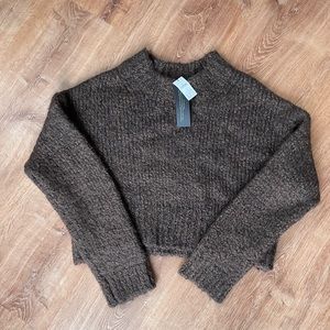 NWT Banana Republic Brown Chunky Crop Top Sweater Size Small